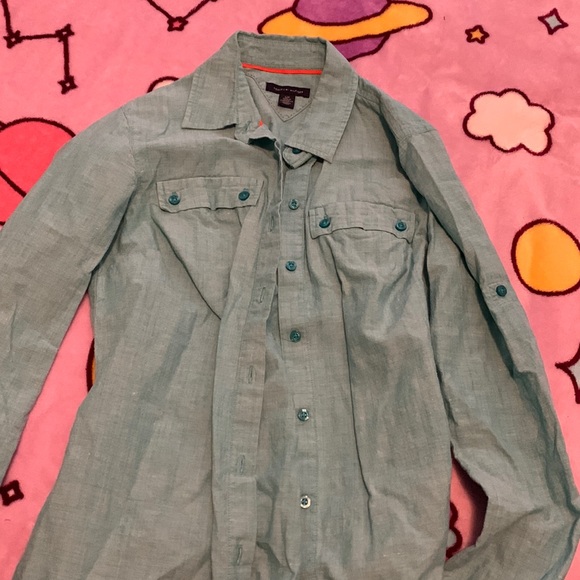 Mint Button Up Blouse - Picture 1 of 5